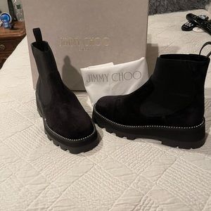 Jimmy Choo Clayton Black Suede Boots. Never worn, box and sleeper bag included.